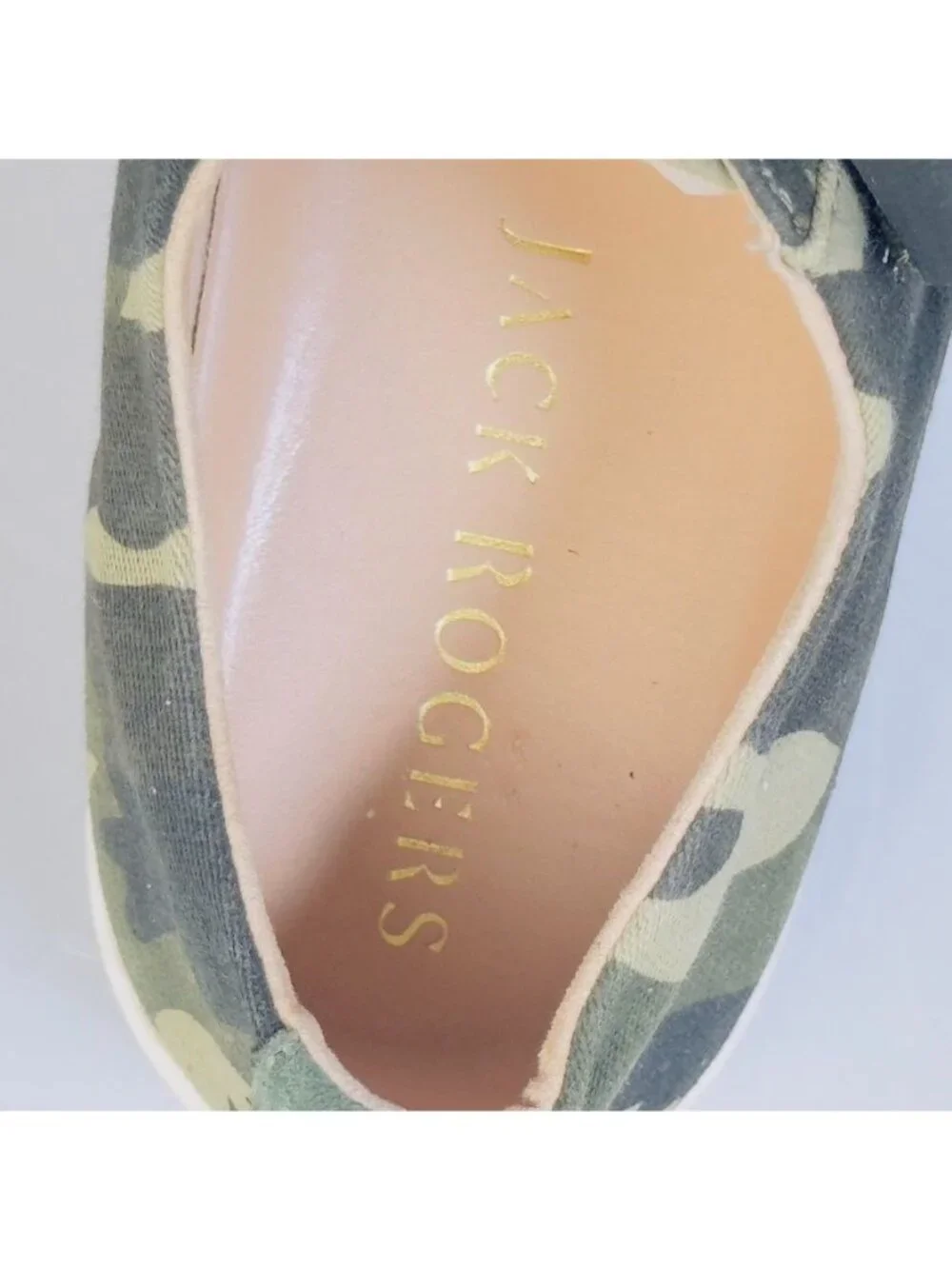 JACK ROGERS Womens Canvas Sneaker Athletic Shoes Slip-On Green Camouflage Size 8